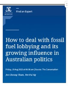 How to deal with fossil fuel lobbying and its growing influence in Australian politics